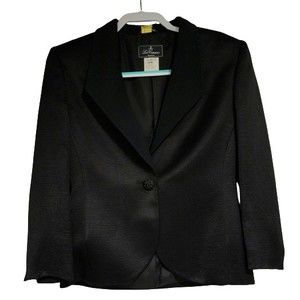 Les Copains Thems Italy Womens Wool Blend 3/4 Sleeve Blazer Jacket US 8 Black